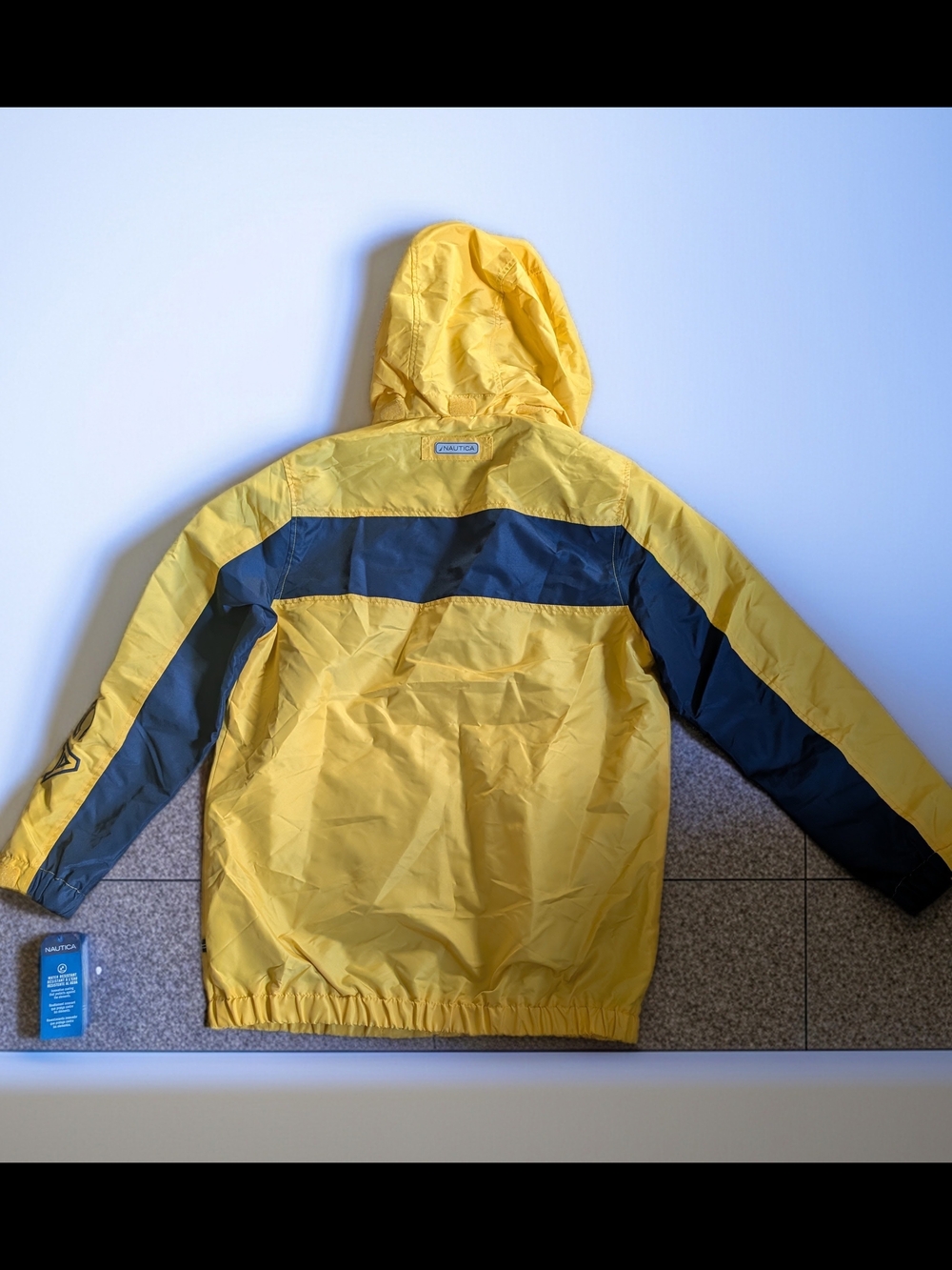 NWT Nautica Yellow Hooded Windbreaker Jacket LG 14/16 - Picture 4 of 6